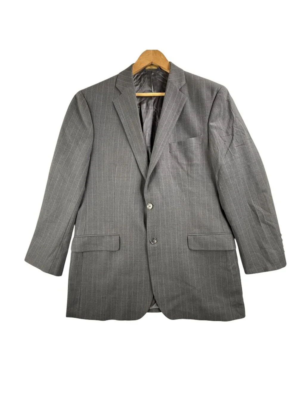 Brooks Brothers Suit Jacket Mens 42L Gray Pinstripe 346 Stretch Wool Sport Coat